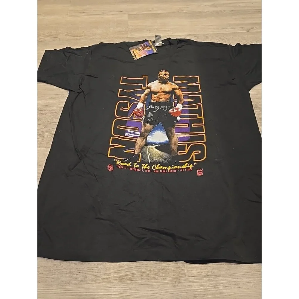 Deadstock 90s mike tyson mathis boxing t-shirt 1995 MGM Single Stitch Black 3XL - Picture 2 of 9